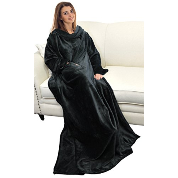 Catalonia Wearable Blanket with Sleeves and Pocket, Cozy Soft Fleece Mink Micro Plush Wrap Throws Bl...
