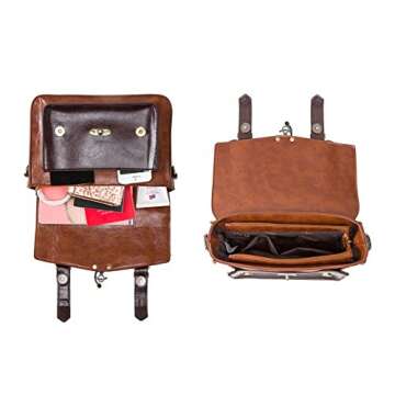 ECOSUSI Women PU Leather Satchel Purse Vintage Small Crossbody Messenger Bag Work Cross-body Bag, Coffee