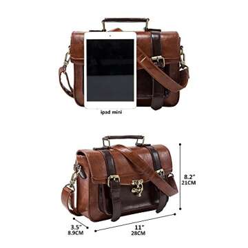 ECOSUSI Women PU Leather Satchel Purse Vintage Small Crossbody Messenger Bag Work Cross-body Bag, Coffee