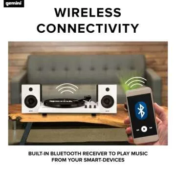 Gemini Sound TT-900-3-Speed Turntable with Bluetooth, 2-Way Stereo Speakers, and Pitch Adjustment (W...