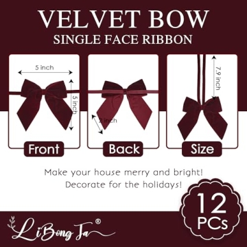 LiBongTa 12 PCS Burgundy Bows for Elegant Gift Wrapping