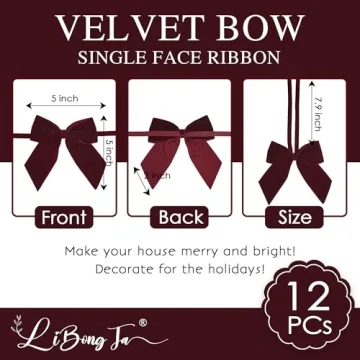LiBongTa 12 PCS Burgundy Bows for Elegant Gift Wrapping