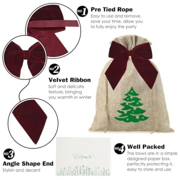 LiBongTa 12 PCS Burgundy Bows for Elegant Gift Wrapping