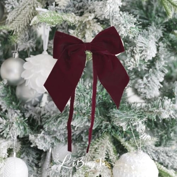 LiBongTa 12 PCS Burgundy Bows for Elegant Gift Wrapping