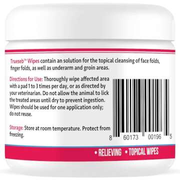 Pet Health Pharma Truseb Topical Ketoconazole and Chlorhexidine Wipes for Dogs, Cats and Horses - with Aloe for Cleansing - 50 Count (Ketoconazole & Chlorhexidine Wipes, 50 Count)