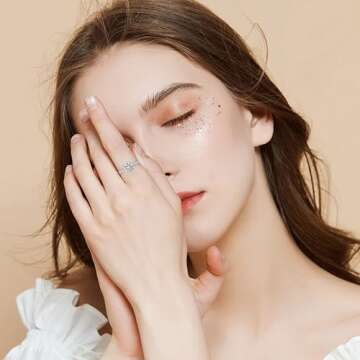 YosikCase Moissanite Rings for Women 1CT Moissanite Engagement Ring Sterling Silver Rings Size 6