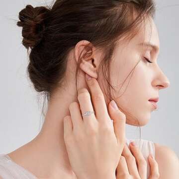 YosikCase Moissanite Rings for Women 1CT Moissanite Engagement Ring Sterling Silver Rings Size 6