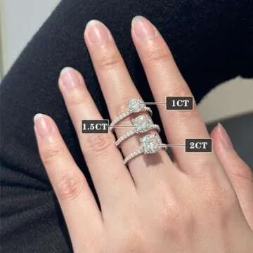 YosikCase Moissanite Rings for Women 1CT Moissanite Engagement Ring Sterling Silver Rings Size 6