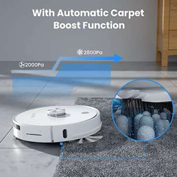 HONITURE Q6pro Robot Vacuum Cleaner, Self Emptying Robot Vacuum And Mop Combo, 3000Pa Suction, LIDAR Navigation, Multi-Floor Mapping, Virtual Boundary, Ideal For Pet Hair And Hard Floor Carpet (White)