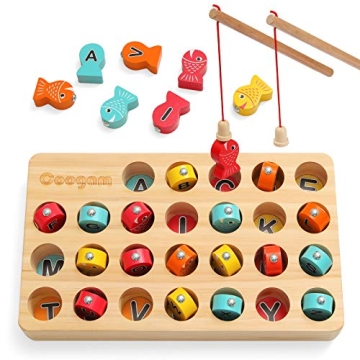 Coogam Wooden Magnetic Fishing Game for Learning Play