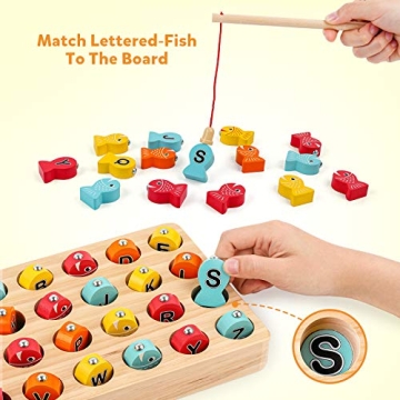 Coogam Wooden Magnetic Fishing Game for Learning Play