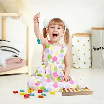 Coogam Wooden Magnetic Fishing Game for Learning Play