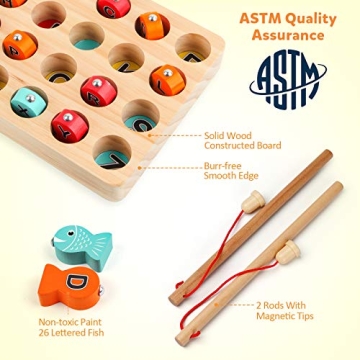 Coogam Wooden Magnetic Fishing Game for Learning Play