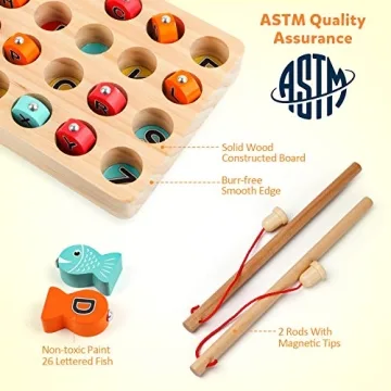 Coogam Wooden Magnetic Fishing Game for Learning Play