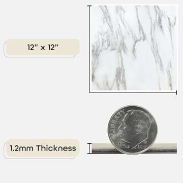Nexus Self Adhesive 12-Inch Vinyl Floor Tiles, 20 Tiles - 12" x 12", Bianco Marble Pattern - Peel & Stick, DIY Flooring for Kitchen, Dining Room, Bedrooms & Bathrooms by Achim Home Decor