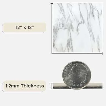 Nexus Self Adhesive 12-Inch Vinyl Floor Tiles, 20 Tiles - 12" x 12", Bianco Marble Pattern - Peel & Stick, DIY Flooring for Kitchen, Dining Room, Bedrooms & Bathrooms by Achim Home Decor