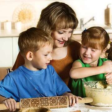 2 Wooden Embossed Rolling Pins for Beautiful Baking