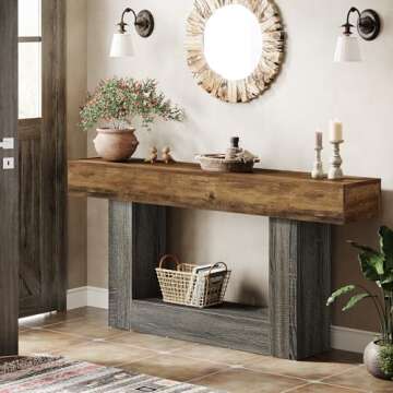 Tribesigns 63" Farmhouse Console Table with 2-Tier Design
