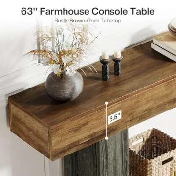 Tribesigns 63" Farmhouse Console Table with 2-Tier Design