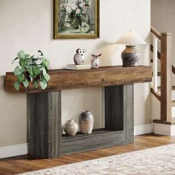 Tribesigns 63" Farmhouse Console Table with 2-Tier Design