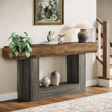 Tribesigns 63" Farmhouse Console Table with 2-Tier Design
