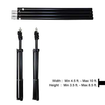 LimoStudio Large & Heavy Duty 10 x 9.8 feet Sturdy Backdrop Stand for Background Screen, Extra Height Large Backdrop Support System with Carry Bag, AGG1112