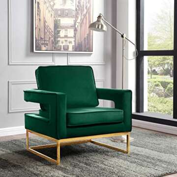 Meridian Furniture Noah Collection Modern | Contemporary Velvet Upholstered Accent Chair with Durabl...