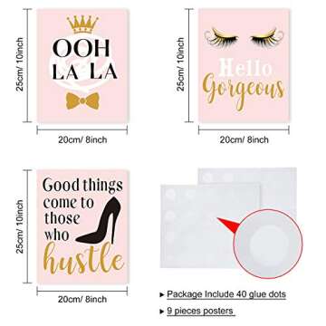 9 Pcs Inspirational Wall Art for Women - Chic Home Decor