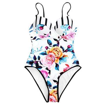 CUPSHE Women's Floral Printing One-Piece Swimsuit Beach Bathing Suit