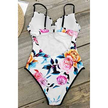 CUPSHE Women's Floral Printing One-Piece Swimsuit Beach Bathing Suit