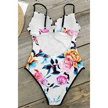 CUPSHE Women's Floral Printing One-Piece Swimsuit Beach Bathing Suit
