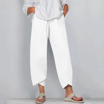 Stylish Women’s Cotton Linen Capri Pants for Summer