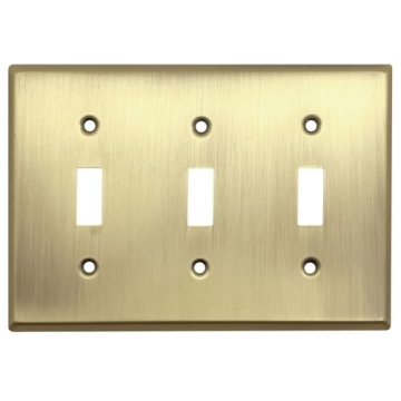 Rio Salto BRASS Antique Metal Gold Triple Toggle Light Switch STANDARD SIZE Metal Wall Plate 3-Gang ...