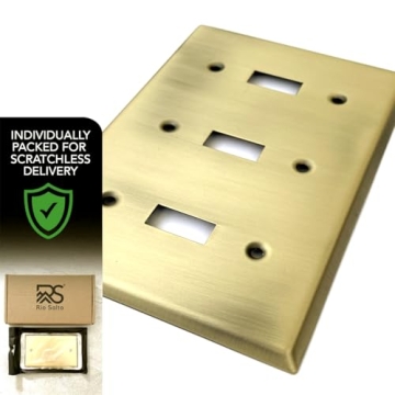 Rio Salto Antique Brass Triple Toggle Light Switch Plate