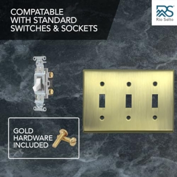 Rio Salto Antique Brass Triple Toggle Light Switch Plate