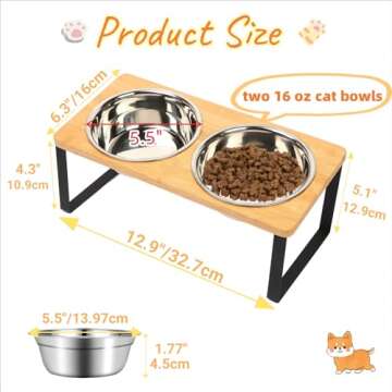 FUNACAY Elevated Cat Bowls - Anti Vomiting & Ergonomic Feeder for Cats