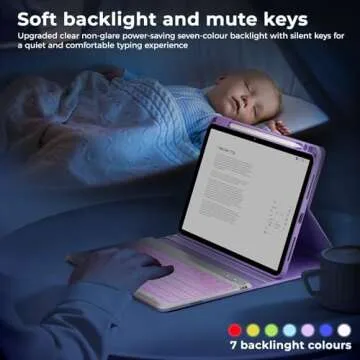 Keyboard case for ipad Air 11 inch(M2 2024)/10.9 Inch Air 5th 4th Generation & iPad Pro 11 inch (1st/2nd/3rd/4th Gen)-Backlit Detachable Keyboard, Folio cover with upper easily Pencil Holder-(Purple)