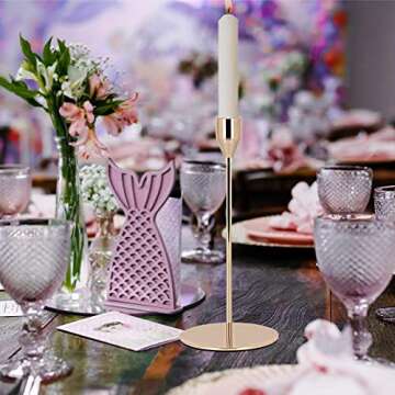 Gold Taper Candle Holders Set of 3, Dedoot Taper Metal Candlestick Holder Fit 3/4 Inch Taper Candle, Decorative Long Candle Stick Stand for Wedding Party Dinner Table Centerpiece