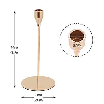 Gold Taper Candle Holders Set of 3, Dedoot Taper Metal Candlestick Holder Fit 3/4 Inch Taper Candle, Decorative Long Candle Stick Stand for Wedding Party Dinner Table Centerpiece