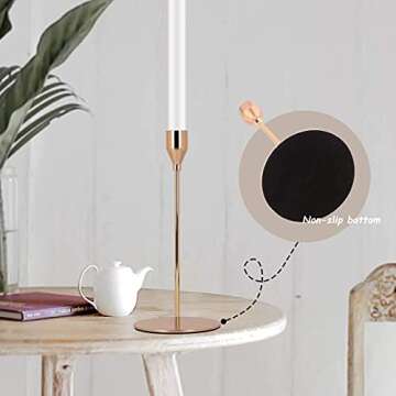 Gold Taper Candle Holders Set of 3, Dedoot Taper Metal Candlestick Holder Fit 3/4 Inch Taper Candle, Decorative Long Candle Stick Stand for Wedding Party Dinner Table Centerpiece