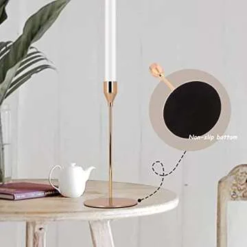 Gold Taper Candle Holders Set of 3, Dedoot Taper Metal Candlestick Holder Fit 3/4 Inch Taper Candle, Decorative Long Candle Stick Stand for Wedding Party Dinner Table Centerpiece