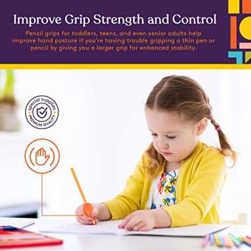 Special Supplies Egg Pen-Pencil Grips for Kids and Adults Colorful, Cushioned Holders for Handwriting, Drawing, Coloring - Ergonomic Right or Left-Handed Use - Reusable (12-Pack)