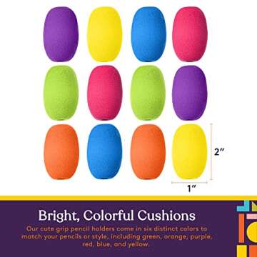 Special Supplies Egg Pen-Pencil Grips for Kids and Adults Colorful, Cushioned Holders for Handwriting, Drawing, Coloring - Ergonomic Right or Left-Handed Use - Reusable (12-Pack)