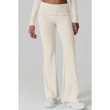 QINSEN Womens 2 Piece Lounge Sets Mock Neck Long Sleeve Tops with Side Ruched Fold Over Flare Pants Comfy Tracksuits