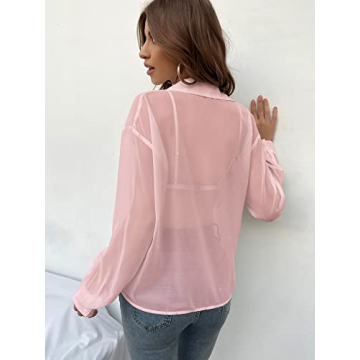 Stylish Verdusa Women's Sheer Mesh Long Sleeve Blouse