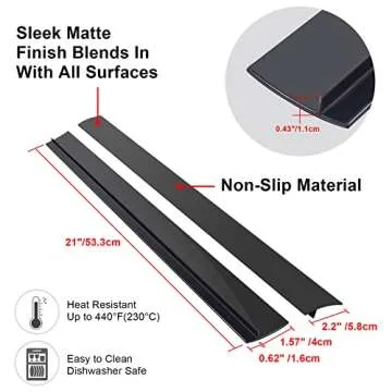 Silicone Stove Counter Gap Cover (2 Pack),Easy Clean Heat Resistant Wide & Long Kitchen Stove Gap Fi...