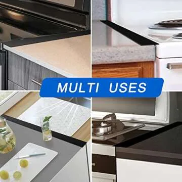 Silicone Stove Counter Gap Cover (2 Pack),Easy Clean Heat Resistant Wide & Long Kitchen Stove Gap Filler,Seals Spills Between Counters, Oven, Stovetops, Washing Machines, Washer, Dryer(21in, Black)