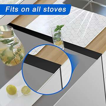 Silicone Stove Counter Gap Cover (2 Pack),Easy Clean Heat Resistant Wide & Long Kitchen Stove Gap Filler,Seals Spills Between Counters, Oven, Stovetops, Washing Machines, Washer, Dryer(21in, Black)