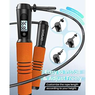 Jump Rope, RENPHO Jump Rope with Counter, Smart Jumping Rope with APP, Fitness Skipping Ropes for Men Workout, Exercise Skip Rope for Women - Orange