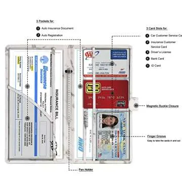 TOURSUIT Car Registration and Insurance Card Holder, Vehicle License Document Glove Box Compartment ...